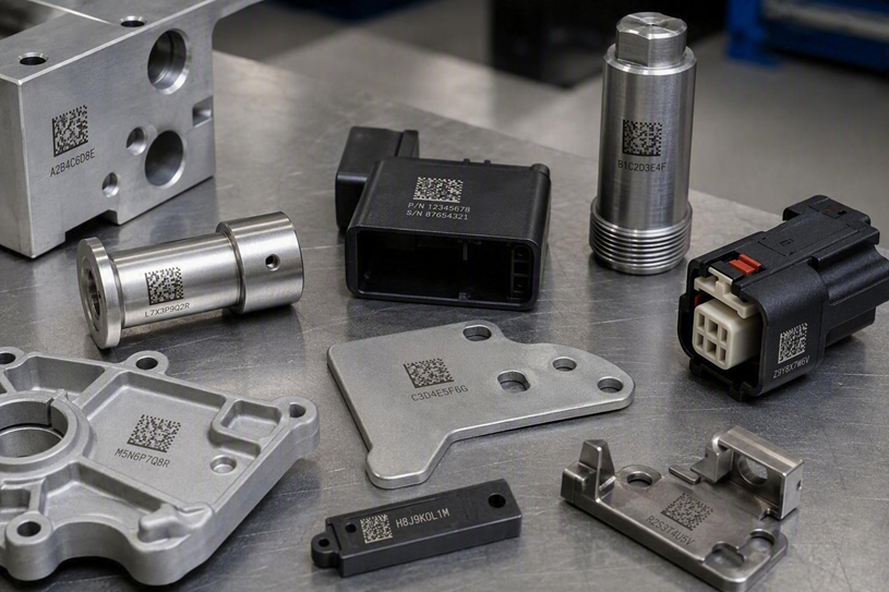 Bauteile mit gelasertem DataMatrix-Code